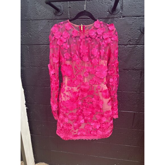 Bronx and Banco Maraya Long Sleeve Mini Dress in Fuchsia - Picture 10 of 11